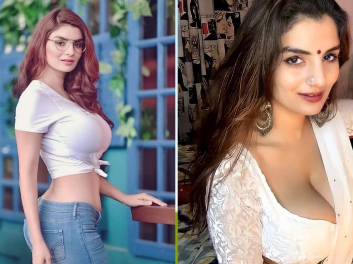 Anveshi Jain crashed internet with her red velvet blouse and off-white transparent saree