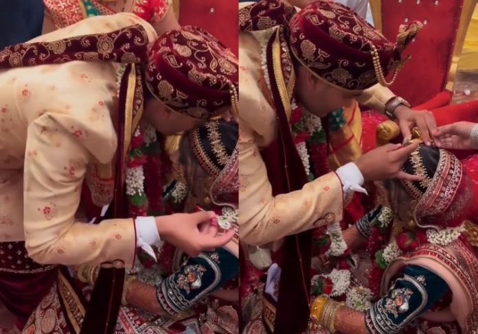 Groom did something like this while fulfilling the demand, the bride and the family members sitting on the mandap blushed Groom did something like this while fulfilling the demand, the bride and the family members sitting on the mandap blushed