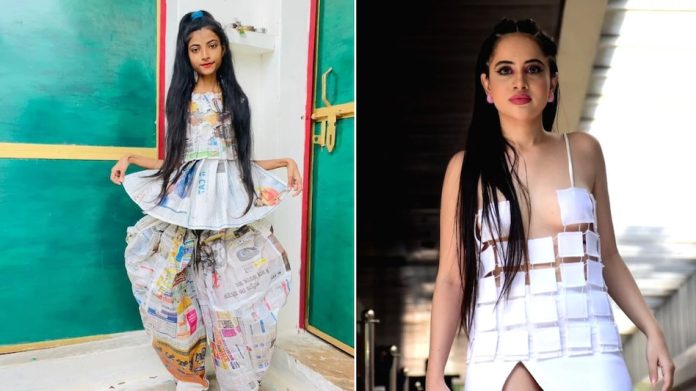 Sari-gown made from paper, Urfi Javed was impressed after seeing the talent of the girl - watch video