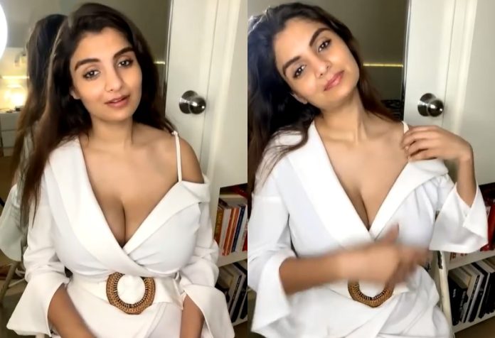 Actress Anveshi Jain's blouse slipped on the set in front of people, the video was captured in the camera, there was a ruckus on the internet