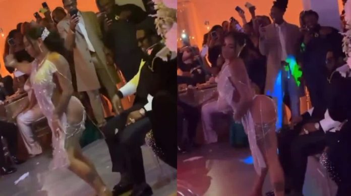 Video: Bride broke all limits of bo*ldness in her own wedding, lap dance in front of guests wearing backless dress
