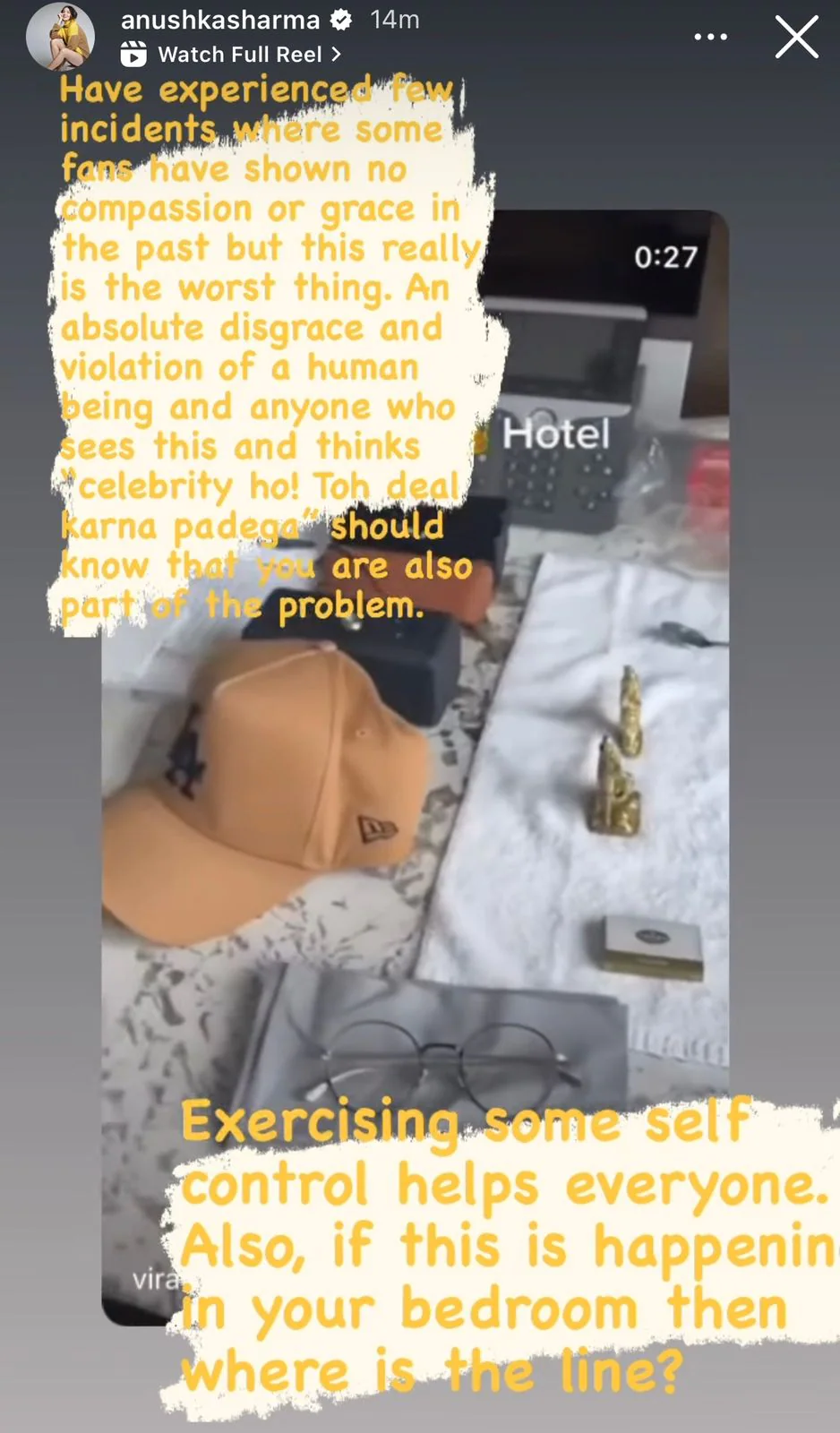Anushka Sharma menjadi marah setelah menonton video kamar hotel Virat Kohli, berkata- ‘Itu yang terburuk’