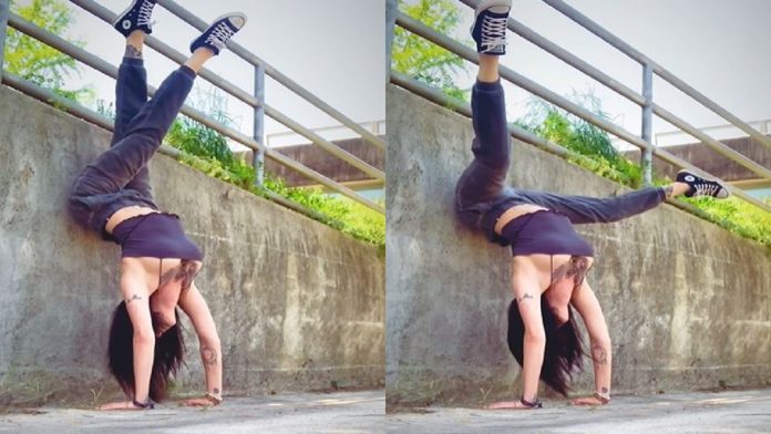 Girl did such a workout by stand against the wall and then..., see Viral Video