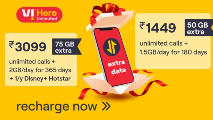 Vi Hero Unlimited Extra Data Offer, up to 75GB free data and Disney + Hotstar subscription Vi Hero Unlimited Extra Data Offer, up to 75GB free data and Disney + Hotstar subscription