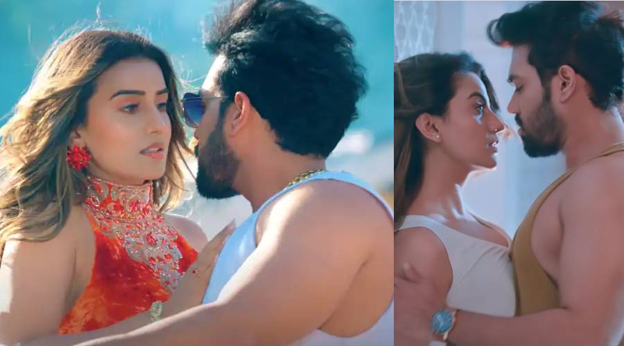 Akshara Singh gave an intimate scene in the music song, created a ruckus in  the song with Karan Khanna, Watch - informalnewz