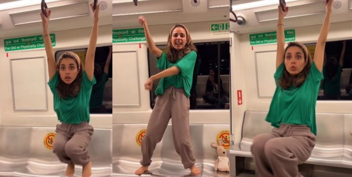 Video of girl doing strange act in metro went viral, people said - Papa ki Pari's new stunt