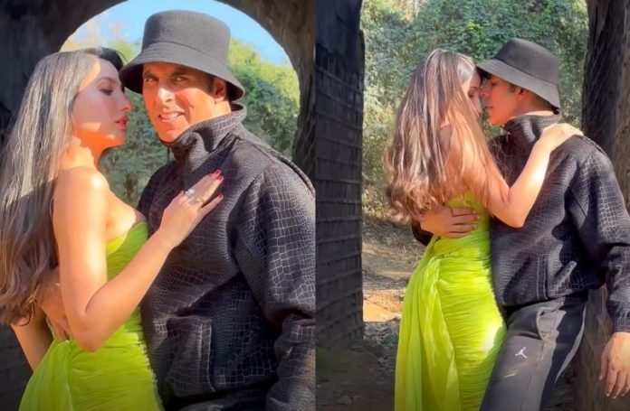 Nora Fatehi became romantic in the jungle! Bold dance with Akshay in deepneck dress, video viral