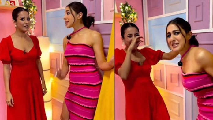 Sara Ali Khan-Shehnaaz romance on the song 'Kundi Mat Khadkao Raja'! The actress said – the lipstick was removed