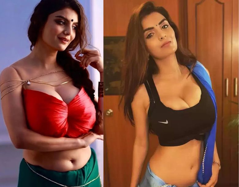 Anveshi Jain set internet on fire with her red velvet blouse and off-white transparent saree