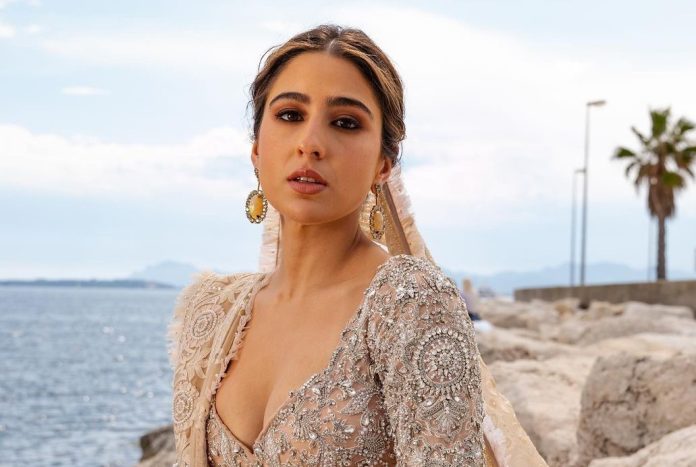 Sara ali khan Cannes 2023: Sara entered the red carpet in a bridal look, the actress looked beautiful like an Apsara