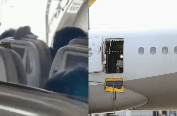 Shocking video: Passenger opened emergency exit of flying airplane, passengers shivered from the air Shocking video: Passenger opened emergency exit of flying airplane, passengers shivered from the air