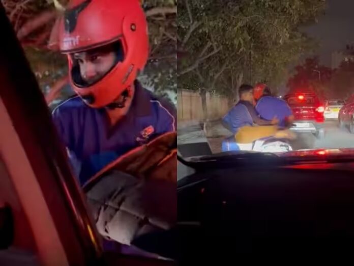 Video of pizza delivery in traffic jam goes viral on social media - watch here Video of pizza delivery in traffic jam goes viral on social media - watch here