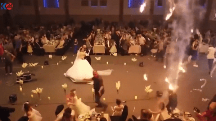 Bride and groom were dancing...fire started raining, such video surfaced - watch Bride and groom were dancing...fire started raining, such video surfaced - watch