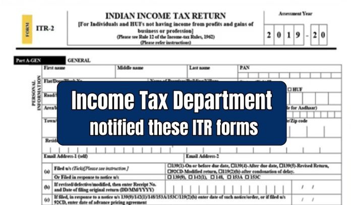 Tax Saving: Big News! Income Tax Department notified these ITR forms, know who should fill which form Tax Saving: Big News! Income Tax Department notified these ITR forms, know who should fill which form