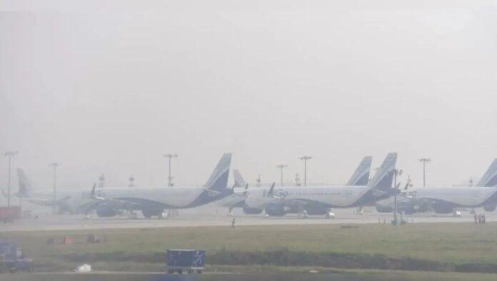 Flights Cancelled: 148 flights cancelled from this international airport due to low visibility.