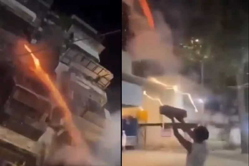 Rocket was targeting the building in Maharashtra, the police were searching after watching the video Rocket was targeting the building in Maharashtra, the police were searching after watching the video