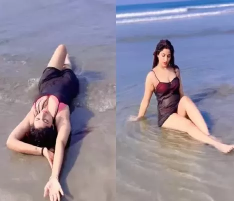 Bhojpuri actress Poonam Dubey shared her glamorous pictures wearing a bikini from the beach, you will be sweating after seeing the style