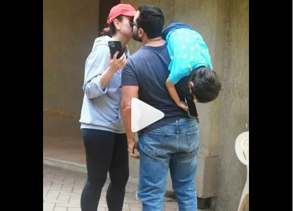 Kareena Kapoor Khan kissed husband Saif Ali Khan in front of her son, watching the video people said - why don't you do all this at home!