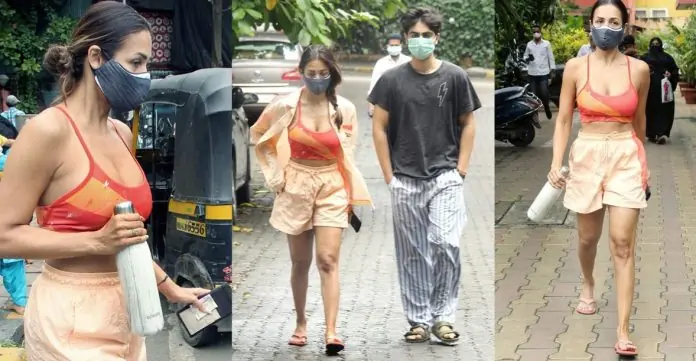 Malaika Arora went on morning walk wearing red bra with son Arhaan, pictures went viral