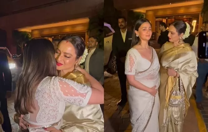 Alia Bhatt got down from the car wearing a transparent blouse, hugged Rekha tightly, then entered the event like this