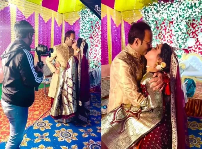 Bride and groom became uncontrollable during the photoshoot, started doing such an act that the camera man had to run away, Watch