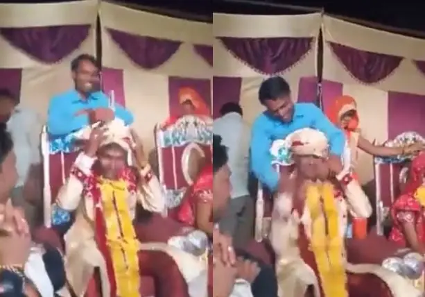 Bride's brother-in-law did such a joke to the groom, the groom welcomed him with slaps and punches, watch