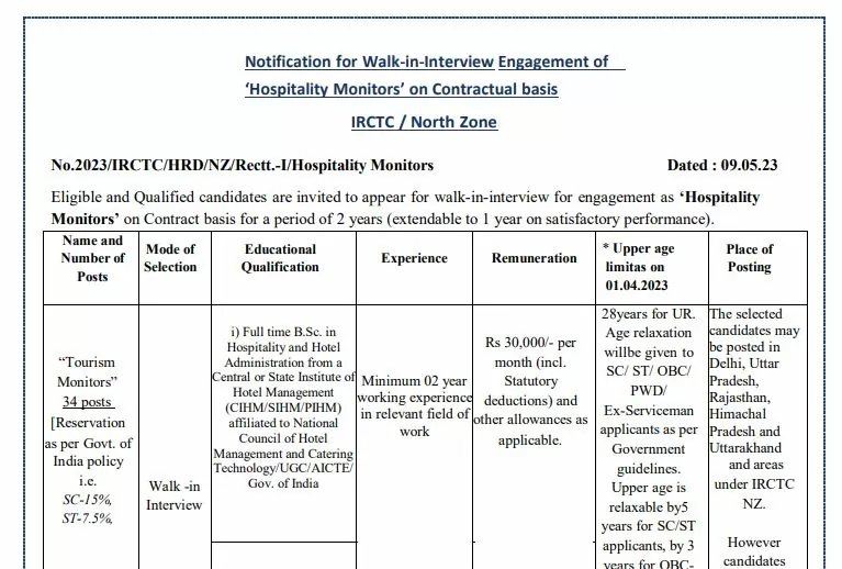 IRCTC Recruitment 2023: Golden opportunity to get job in IRCTC without exam, application starts from today, 35,000 salary will be available IRCTC Recruitment 2023: Golden opportunity to get job in IRCTC without exam, application starts from today, 35,000 salary will be available