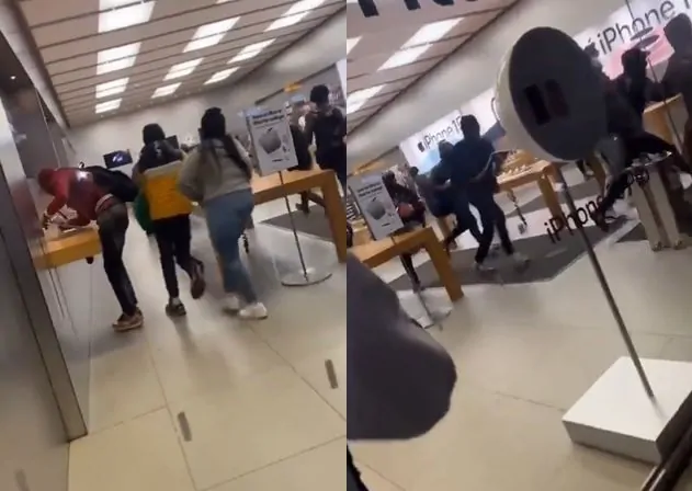 Apple Store Loot Video: Looting in Apple Store for iPhone 15, crowd ran away with expensive phones, video of loot goes viral