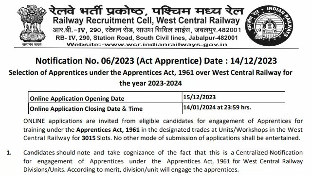 Railway Jobs: Bumper vacancy for 3015 posts in Railways, 10th pass will be recruited like this without examination