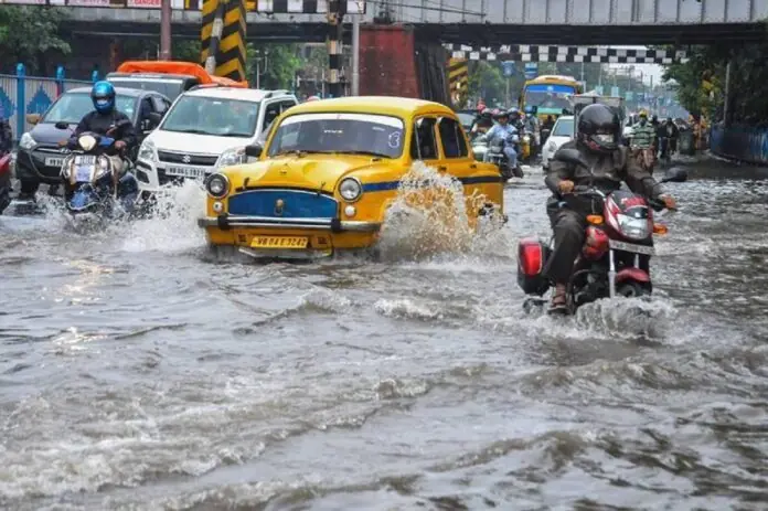 Torrential rain has disrupted life in Kolkata, with metro services also affected.