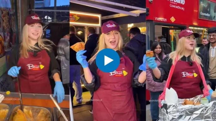 Foreign woman seen selling samosas in a Bihari accent in London - video goes viral